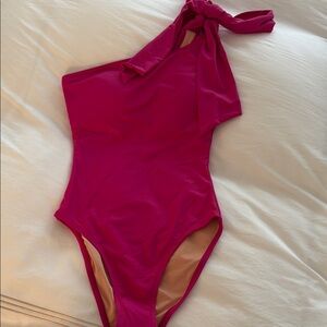 One-Shoulder Tie Pink Swimsuit